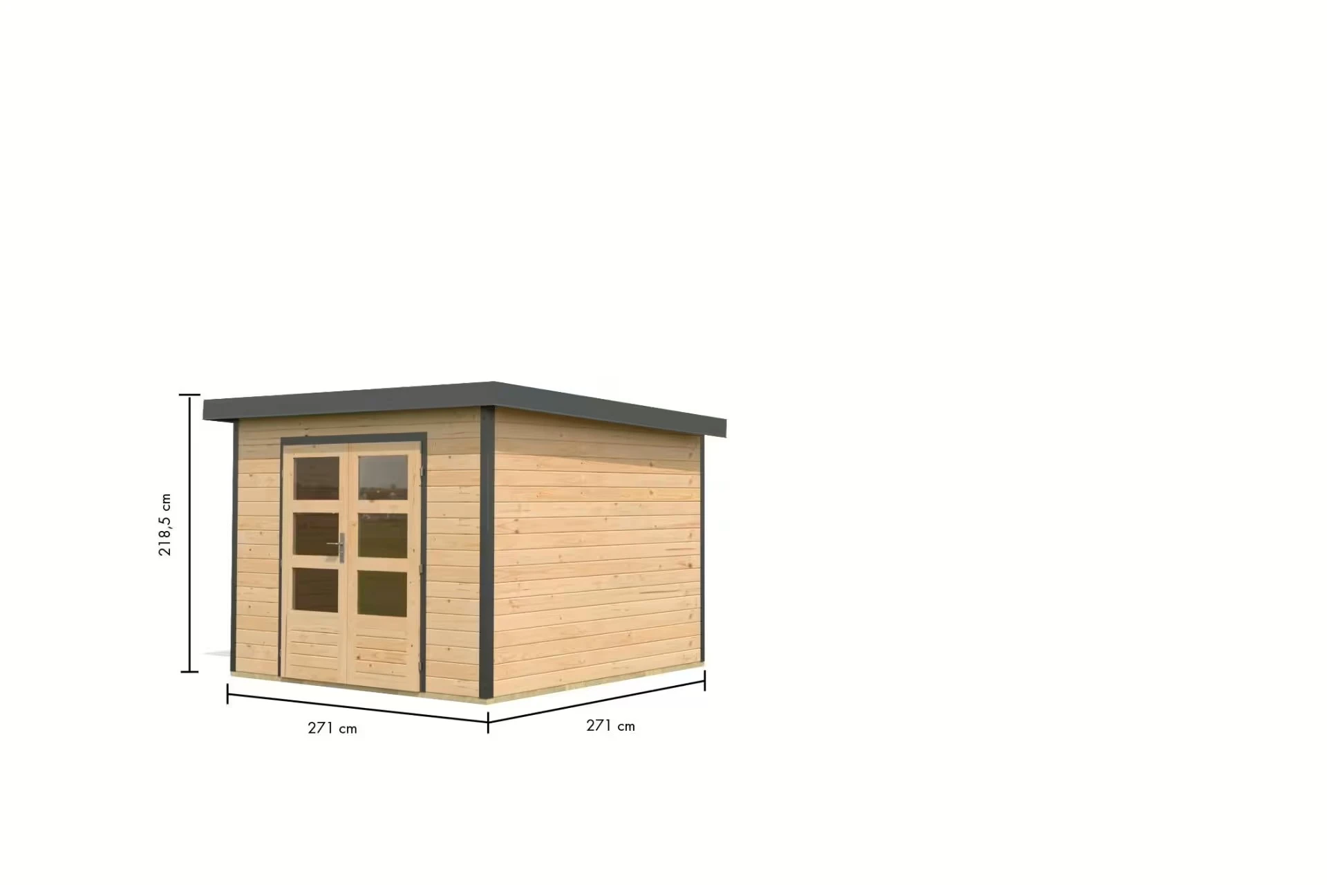 Karibu Hybrid Tuinhuis Pluto A Natuurlijk Antraciet 271 x 271 cm - Afbeelding 2